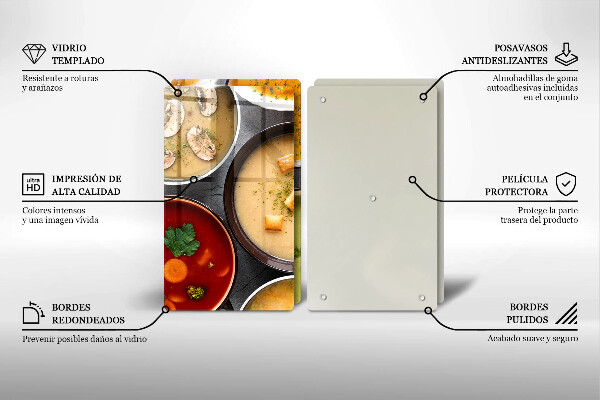 Placa din sticla protectie perete bucatarie Supe colorate