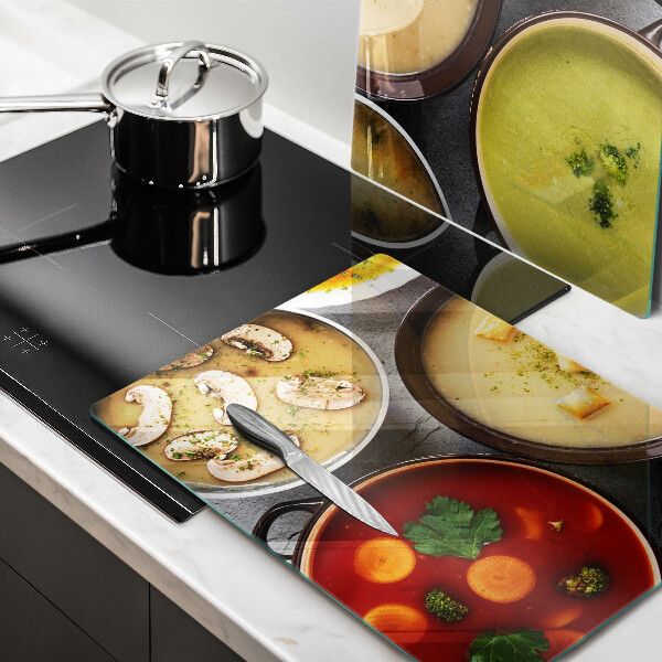 Placa din sticla protectie perete bucatarie Supe colorate