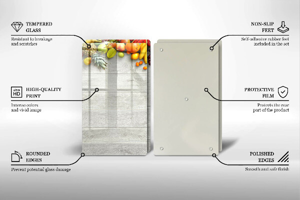 Placă sticla protectie aragaz Fructe pe scânduri