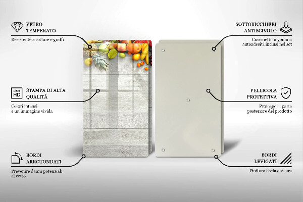 Placă sticla protectie aragaz Fructe pe scânduri