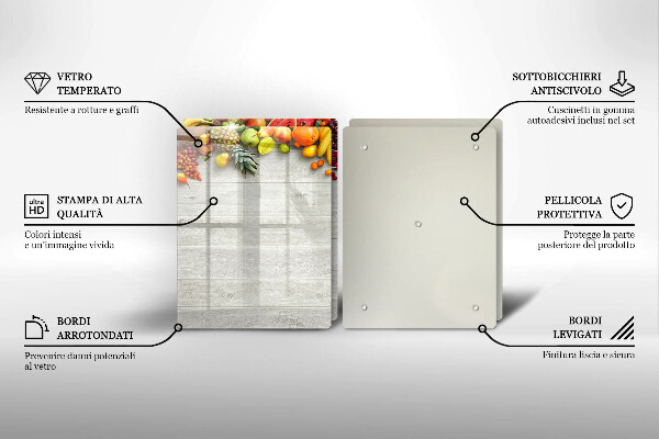 Placă sticla protectie aragaz Fructe pe scânduri