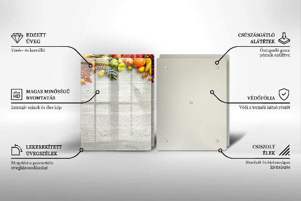 Placă sticla protectie aragaz Fructe pe scânduri