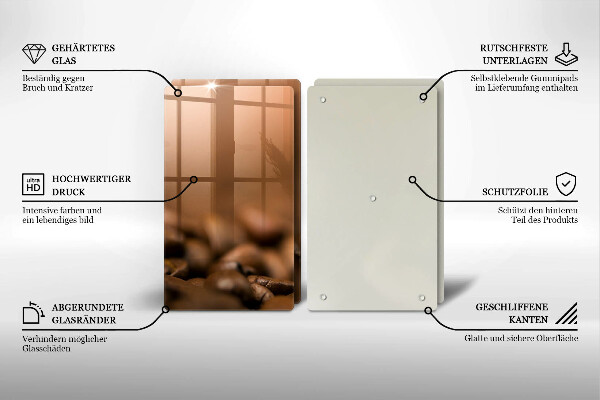 Placă din sticla protectie perete Boabe de cafea