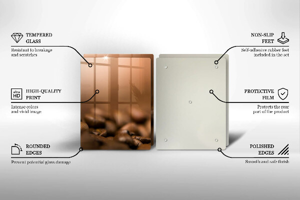 Placă din sticla protectie perete Boabe de cafea