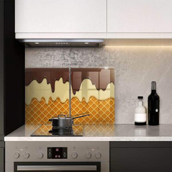 Placă din sticla protectie perete Ilustrație de cornet de înghețată