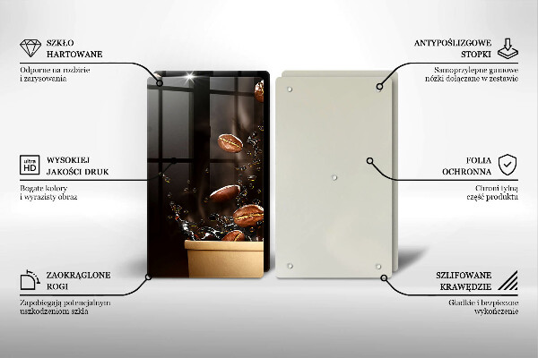 Placă din sticla protectie perete Boabe de cafea fierbinți