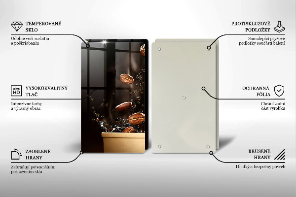 Placă din sticla protectie perete Boabe de cafea fierbinți