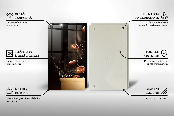 Placă din sticla protectie perete Boabe de cafea fierbinți