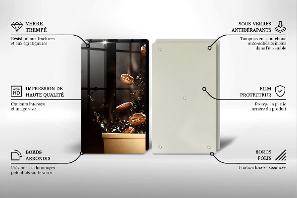 Placă din sticla protectie perete Boabe de cafea fierbinți