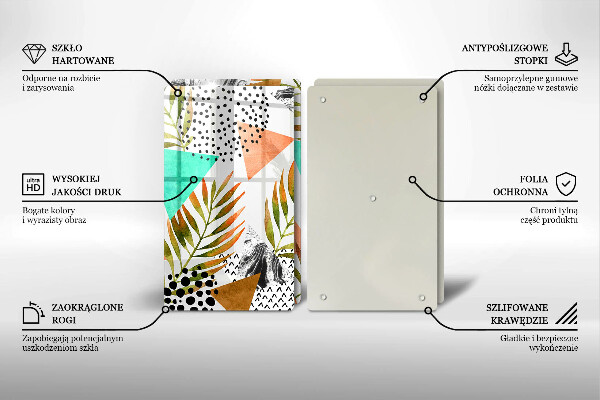 Placă din sticla protectie perete Model de frunze boho