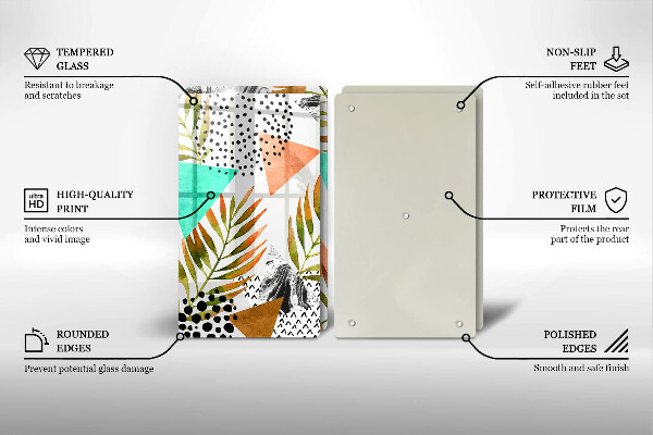 Placă din sticla protectie perete Model de frunze boho