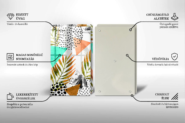 Placă din sticla protectie perete Model de frunze boho