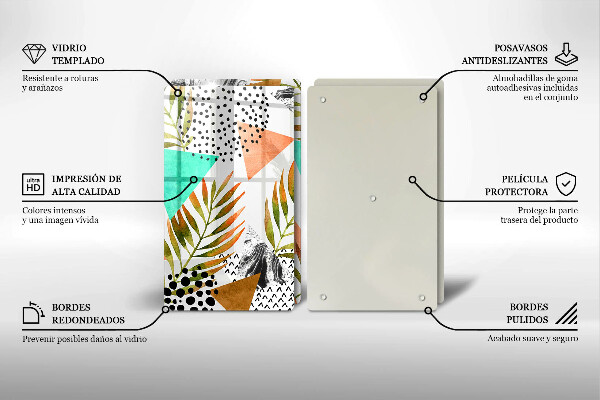 Placă din sticla protectie perete Model de frunze boho