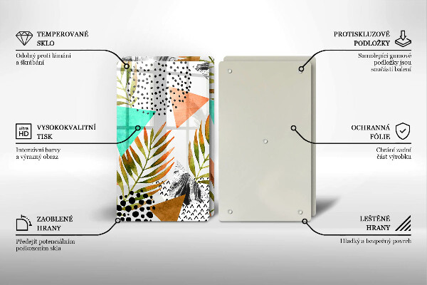 Placă din sticla protectie perete Model de frunze boho