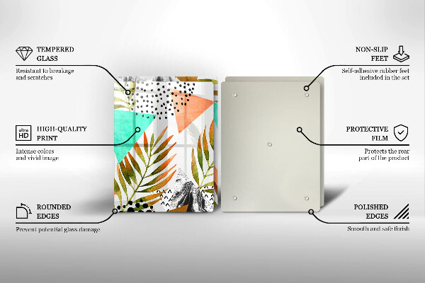 Placă din sticla protectie perete Model de frunze boho