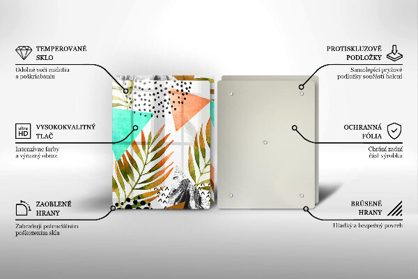 Placă din sticla protectie perete Model de frunze boho