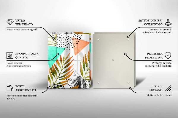 Placă din sticla protectie perete Model de frunze boho