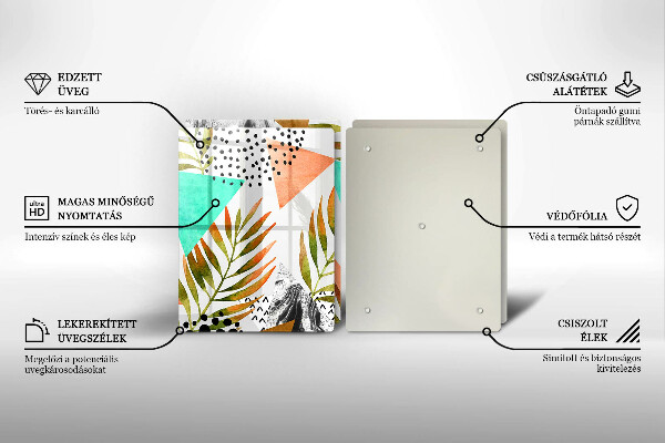 Placă din sticla protectie perete Model de frunze boho