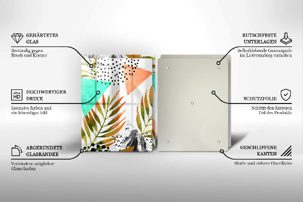 Placă din sticla protectie perete Model de frunze boho