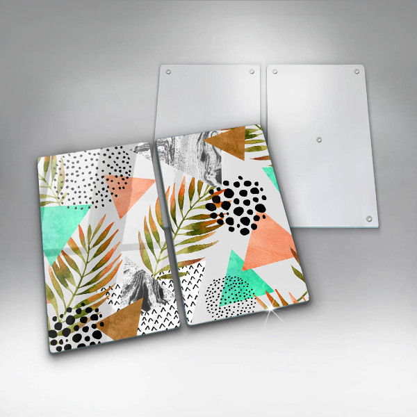 Placă din sticla protectie perete Model de frunze boho