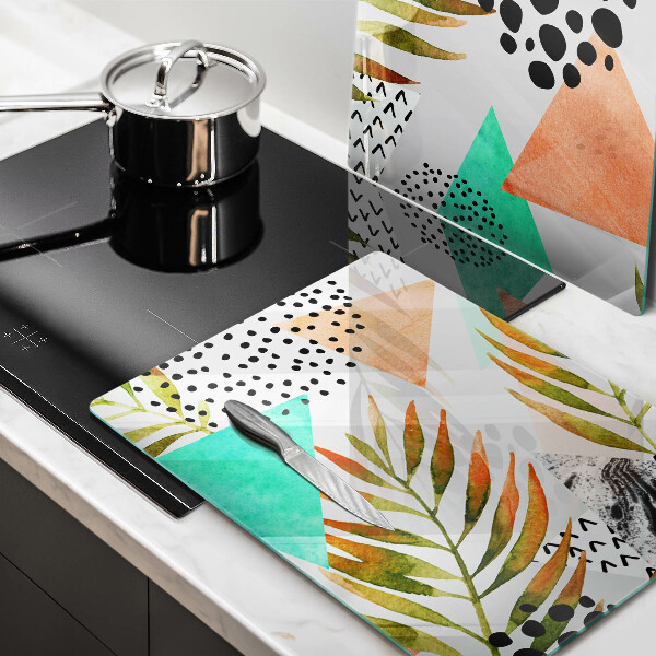 Placă din sticla protectie perete Model de frunze boho