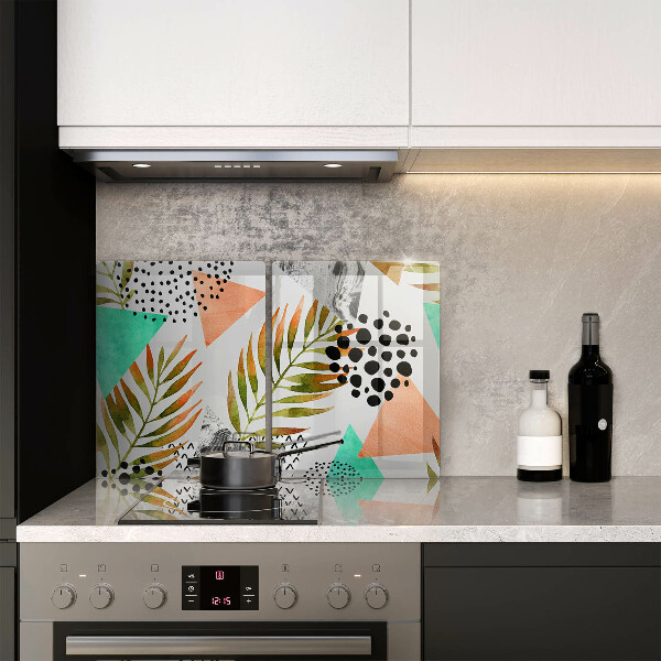 Placă din sticla protectie perete Model de frunze boho