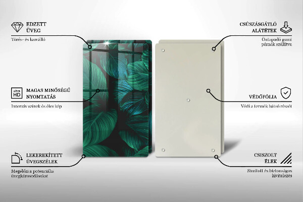 Placă sticla protectie aragaz Frunzele junglei