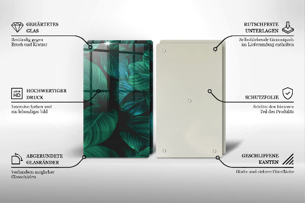 Placă sticla protectie aragaz Frunzele junglei