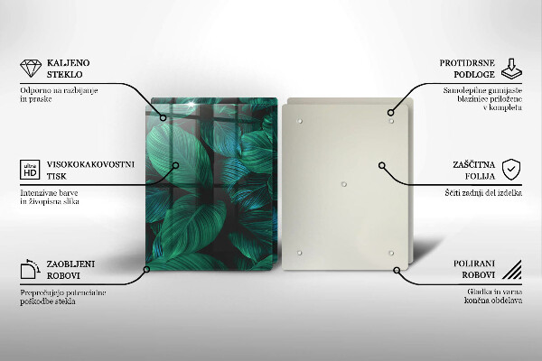 Placă sticla protectie aragaz Frunzele junglei