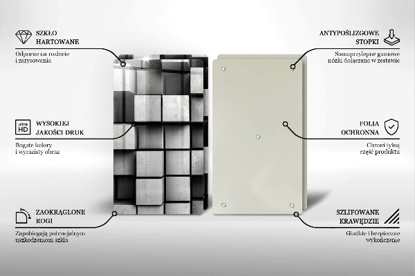 Placă sticla protectie aragaz Pătrate 3d abstracte