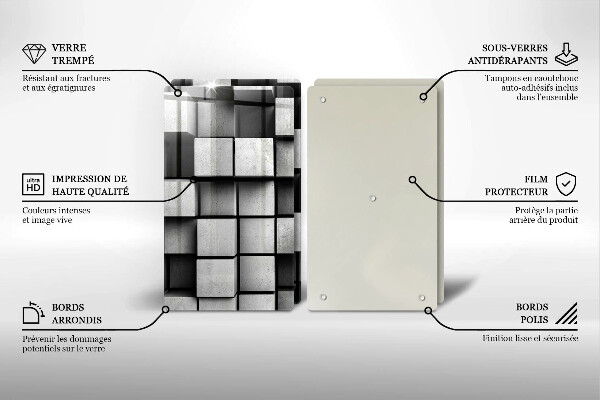 Placă sticla protectie aragaz Pătrate 3d abstracte