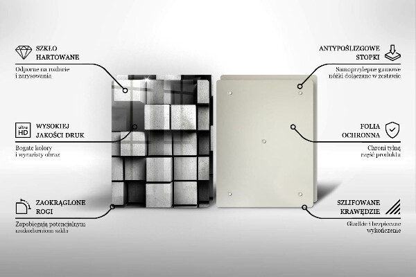 Placă sticla protectie aragaz Pătrate 3d abstracte