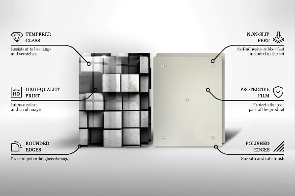 Placă sticla protectie aragaz Pătrate 3d abstracte