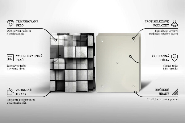 Placă sticla protectie aragaz Pătrate 3d abstracte