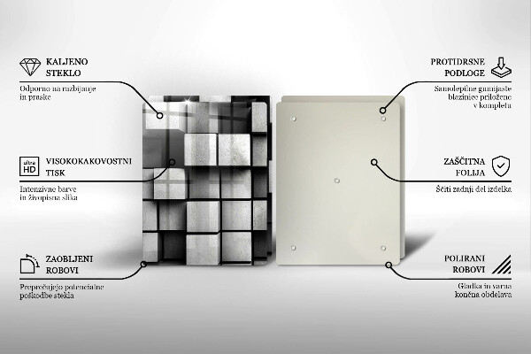 Placă sticla protectie aragaz Pătrate 3d abstracte