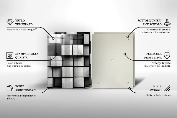 Placă sticla protectie aragaz Pătrate 3d abstracte