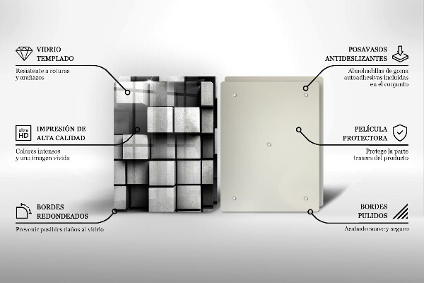 Placă sticla protectie aragaz Pătrate 3d abstracte