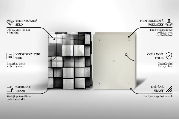 Placă sticla protectie aragaz Pătrate 3d abstracte