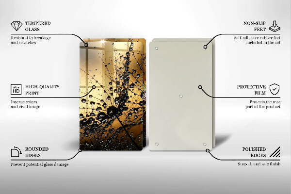 Placă sticla protectie aragaz Rouă și păpădie