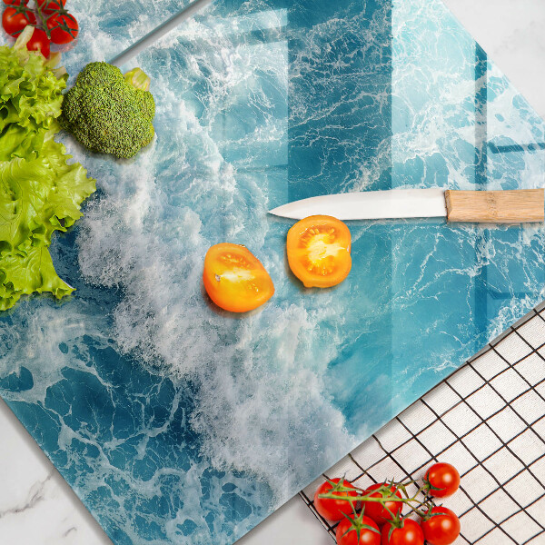 Placă sticla protectie aragaz Valuri de apă de mare