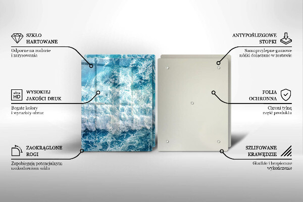 Placă sticla protectie aragaz Valuri de apă de mare