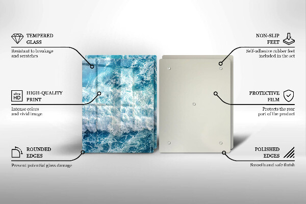 Placă sticla protectie aragaz Valuri de apă de mare