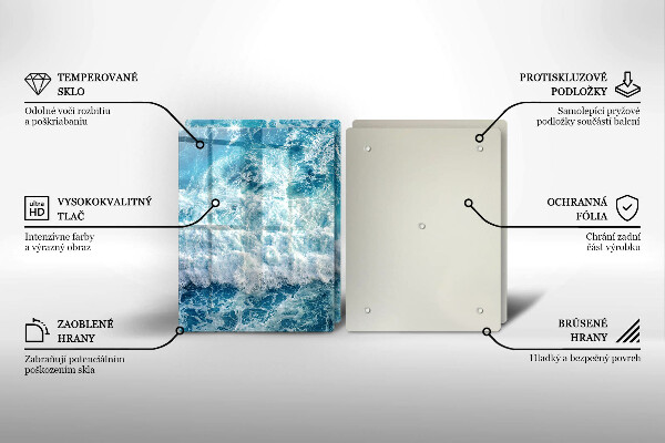 Placă sticla protectie aragaz Valuri de apă de mare