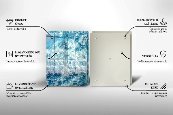 Placă sticla protectie aragaz Valuri de apă de mare