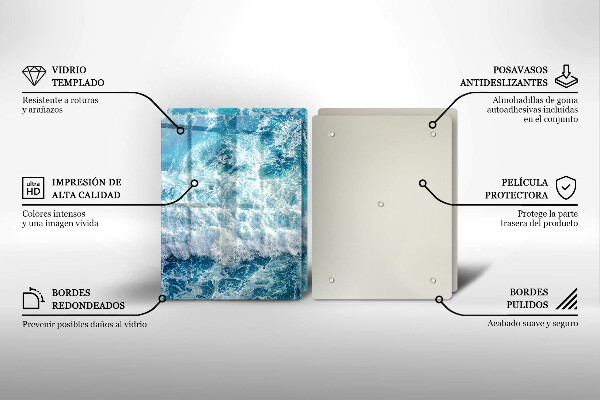 Placă sticla protectie aragaz Valuri de apă de mare