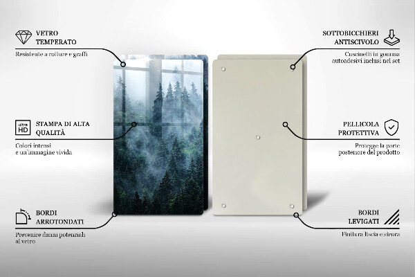 Placă sticla protectie aragaz Copaci de pădure și ceață