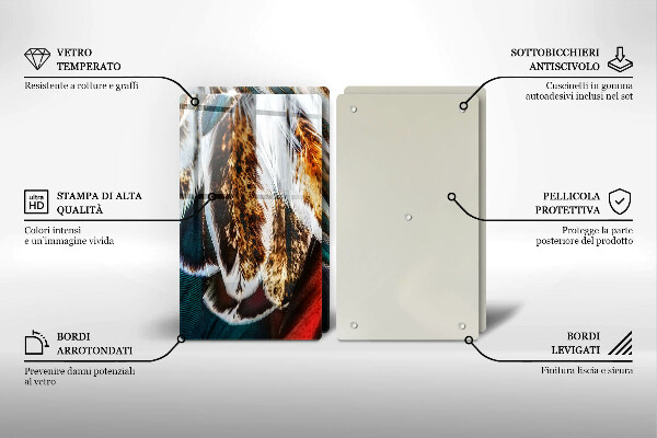 Placă sticla protectie aragaz Pene de pasăre boho