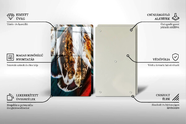 Placă sticla protectie aragaz Pene de pasăre boho