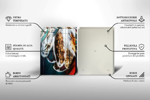 Placă sticla protectie aragaz Pene de pasăre boho