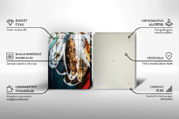 Placă sticla protectie aragaz Pene de pasăre boho